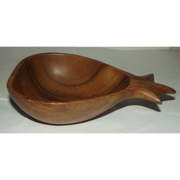 Monkey Pod Wood Pineapple 7-5/8" Bowl Serving Trinket Nut Dish MCM vtg - Picture 3 of 7